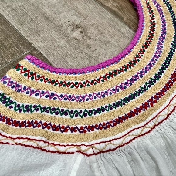 Camelia Mexican Hippie Huipil blouse boho shirt embroidery Sz M/L handmade - Picture 5 of 9